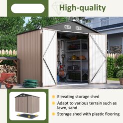 AOXUN 8-ft x 6-ft Economy Series Galvanized steel Metal Storage Shed (Floor Included)