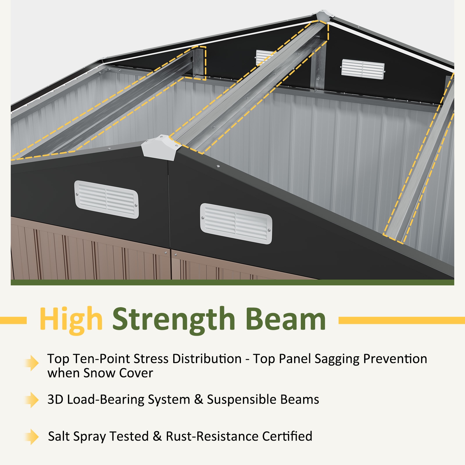 AOXUN 8-ft x 6-ft Economy Series Galvanized steel Metal Storage Shed (Floor Included)