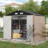 AOXUN 8x6FT Galvanized Steel Outdoor Metal Storage Shed with Double Doors with Floor Frade in Brown