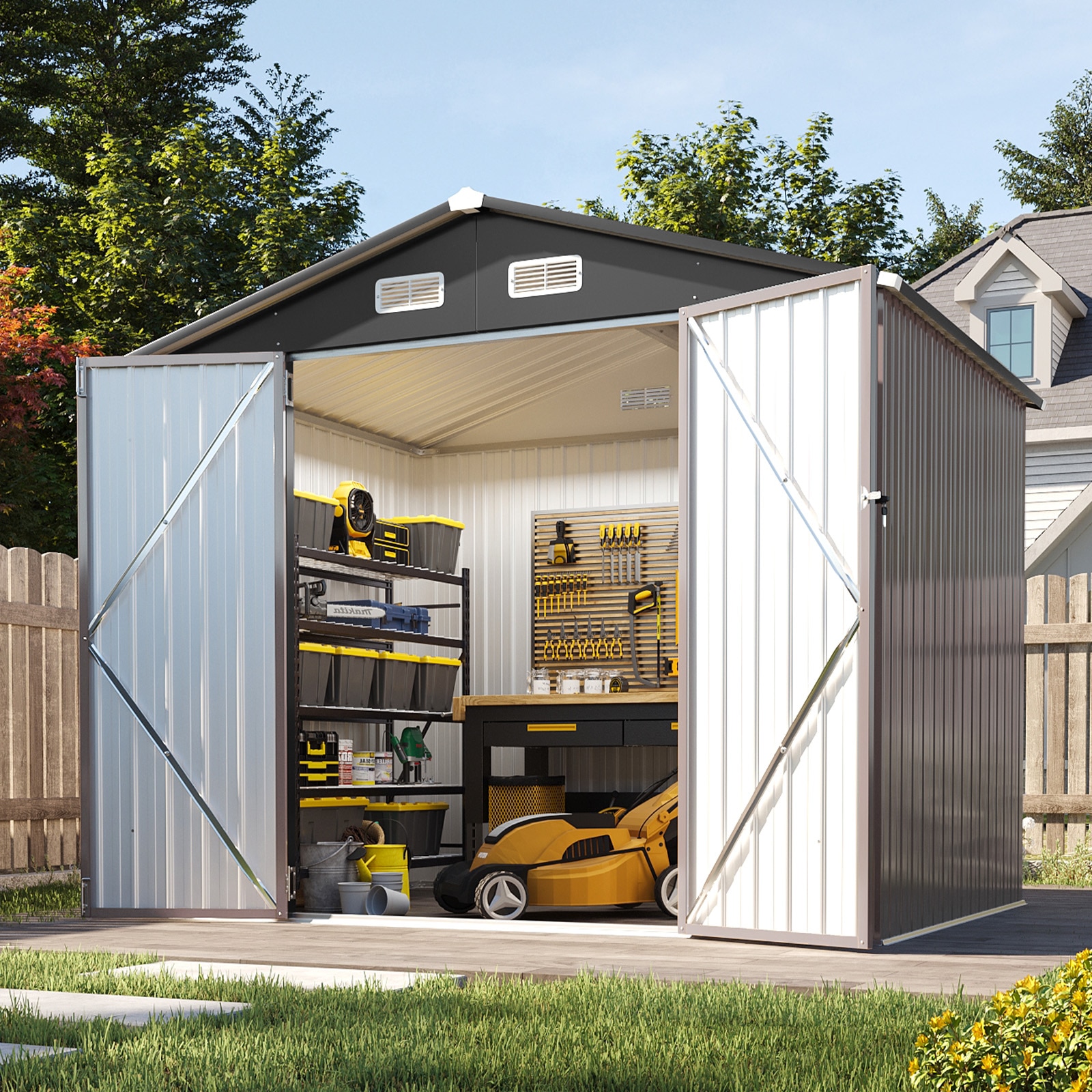 AOXUN 8-ft x 6-ft Economy Series Galvanized steel Metal Storage Shed