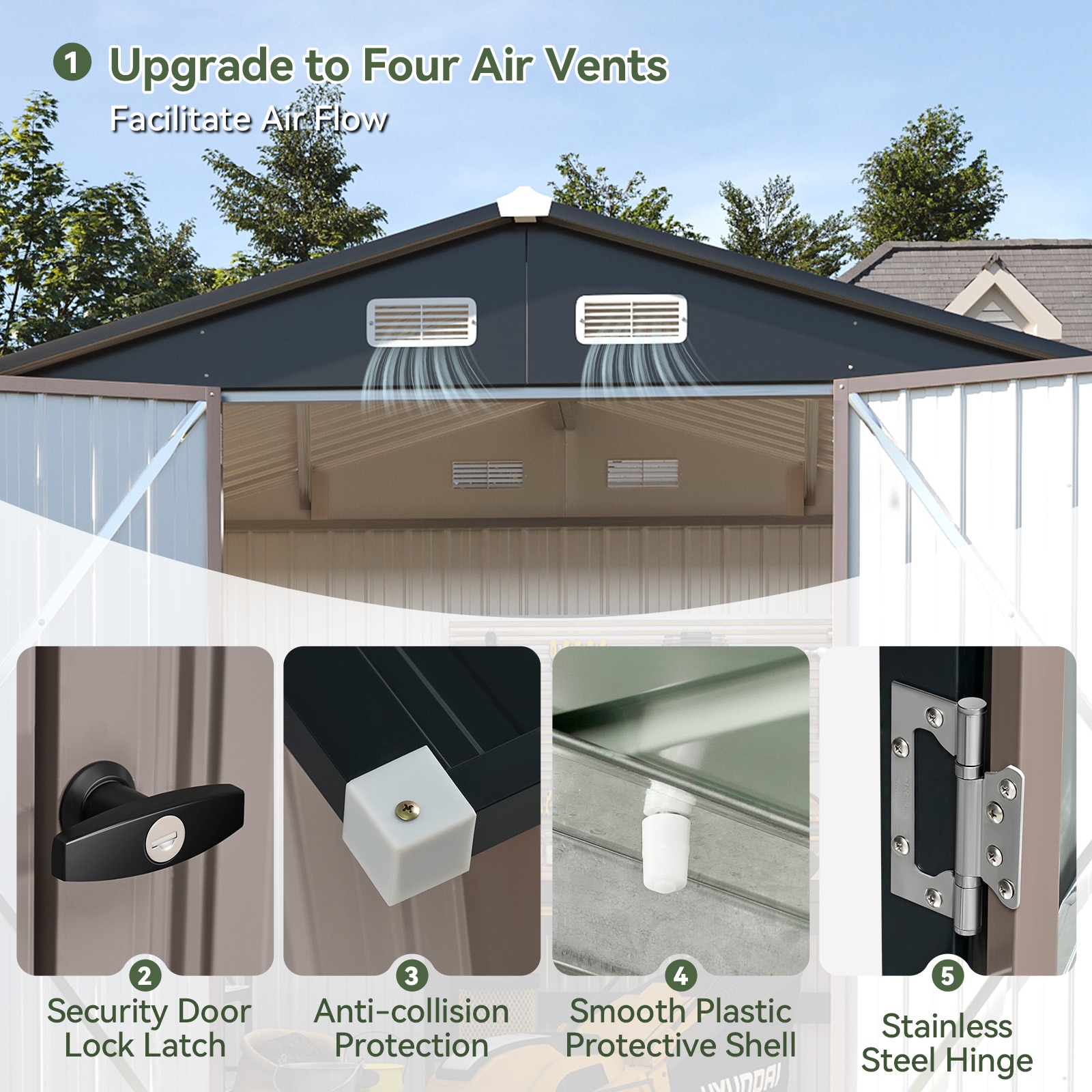 AOXUN 8-ft x 6-ft Economy Series Galvanized steel Metal Storage Shed