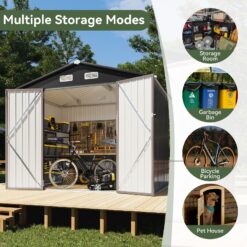 AOXUN 8-ft x 6-ft Economy Series Galvanized steel Metal Storage Shed