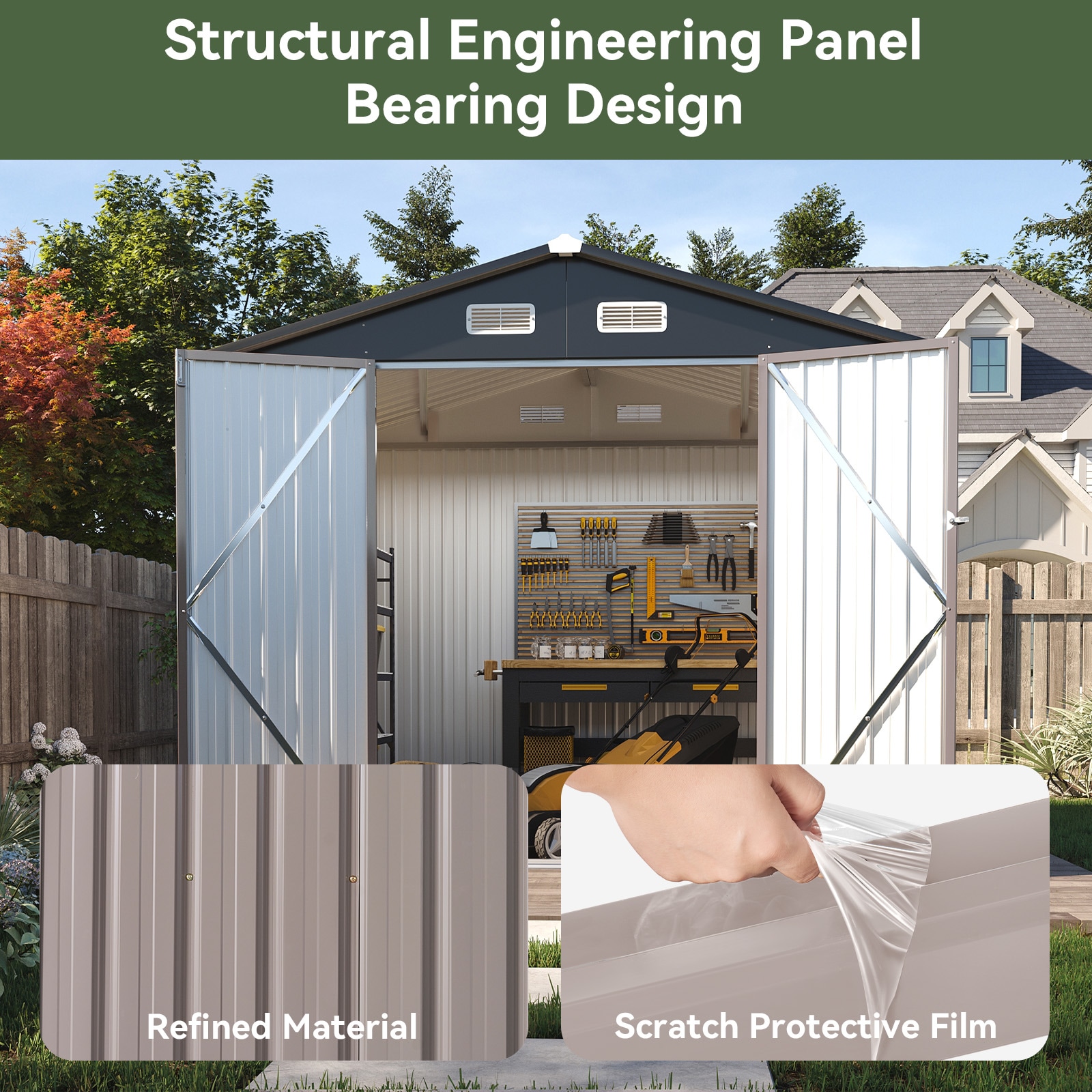 AOXUN 8-ft x 6-ft Economy Series Galvanized steel Metal Storage Shed