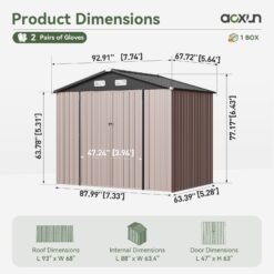 AOXUN 8-ft x 6-ft Economy Series Galvanized steel Metal Storage Shed