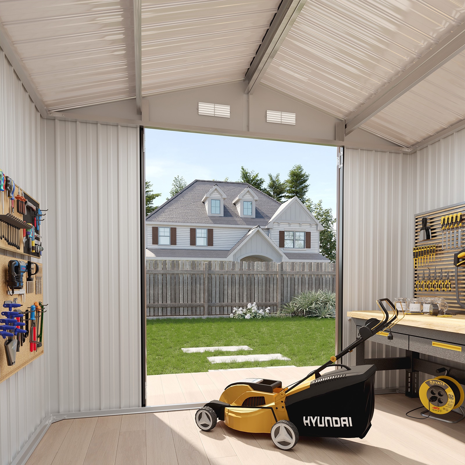 AOXUN 8-ft x 6-ft Economy Series Galvanized steel Metal Storage Shed