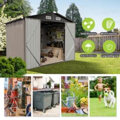 AOXUN 7.3-ft x 5.3-ft Economy Series Galvanized steel Metal Storage Shed