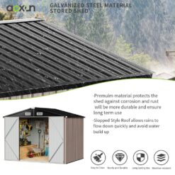 AOXUN 7.3-ft x 5.3-ft Economy Series Galvanized steel Metal Storage Shed