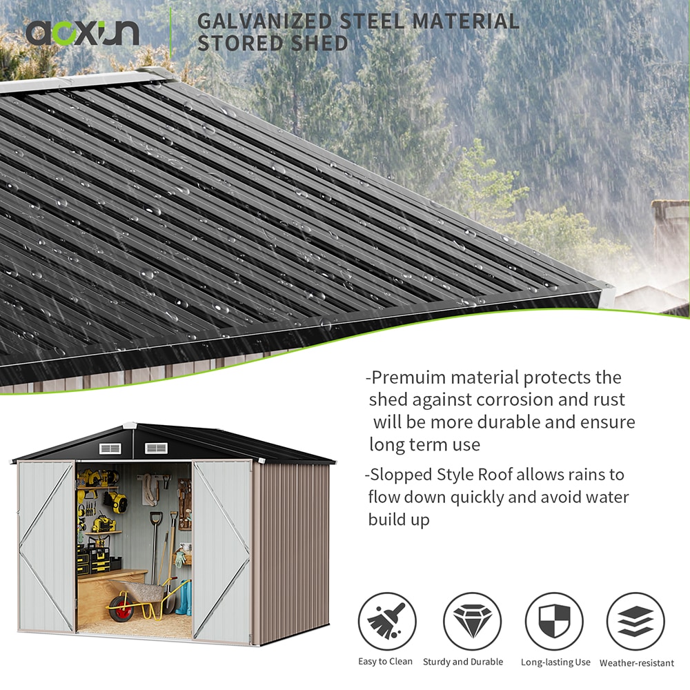 AOXUN 7.3-ft x 5.3-ft Economy Series Galvanized steel Metal Storage Shed