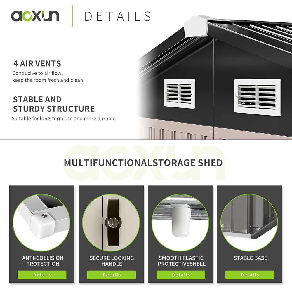 AOXUN 7.3-ft x 5.3-ft Economy Series Galvanized steel Metal Storage Shed