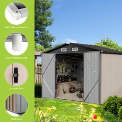 AOXUN 7.3-ft x 5.3-ft Economy Series Galvanized steel Metal Storage Shed