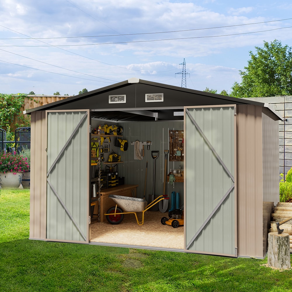 AOXUN 10.1-ft x 8.5-ft Economy Series Galvanized steel Metal Storage Shed