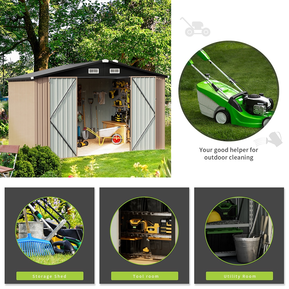AOXUN 10.1-ft x 8.5-ft Economy Series Galvanized steel Metal Storage Shed