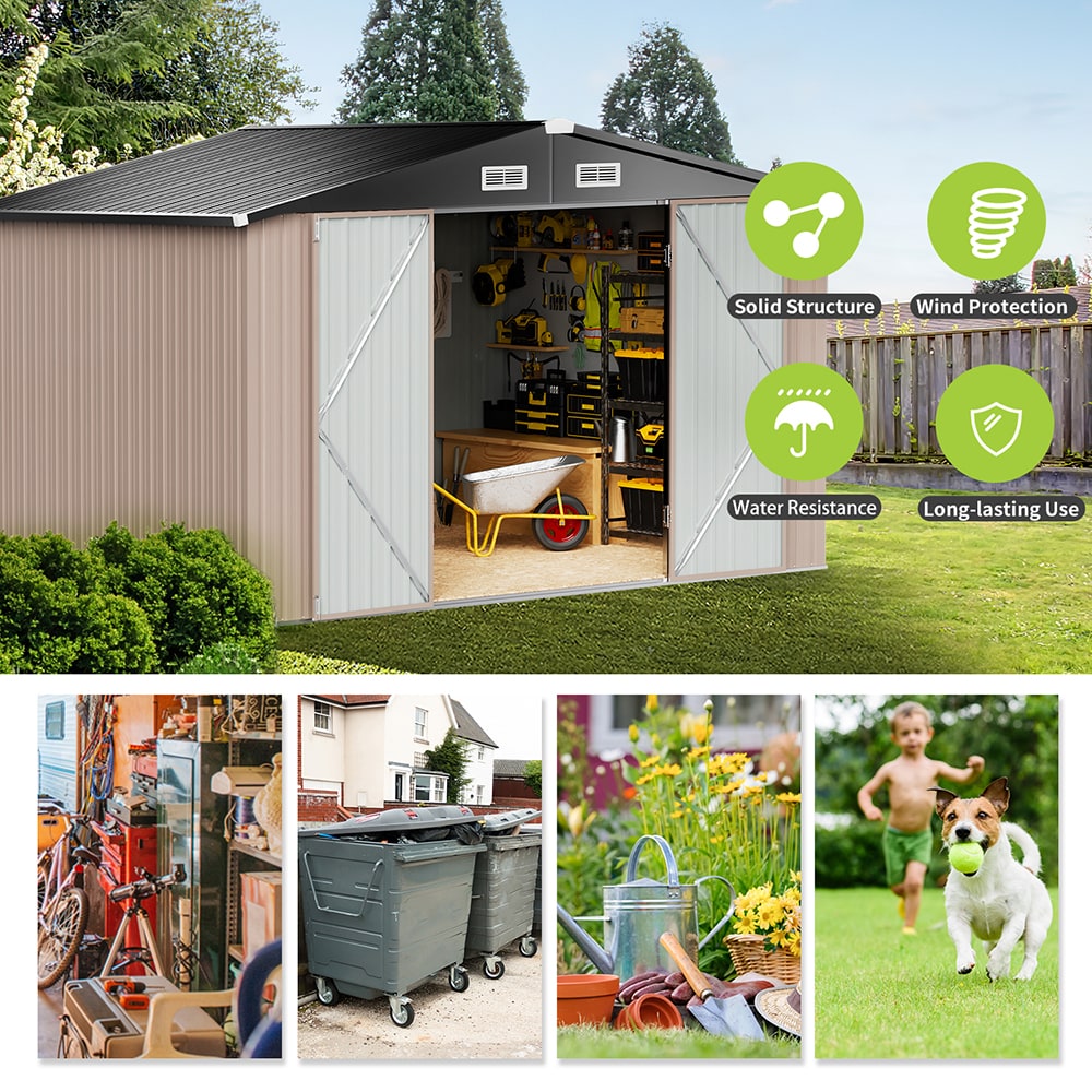 AOXUN 10.1-ft x 8.5-ft Economy Series Galvanized steel Metal Storage Shed