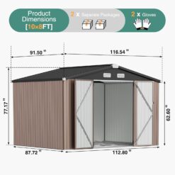 AOXUN 10.1-ft x 8.5-ft Economy Series Galvanized steel Metal Storage Shed