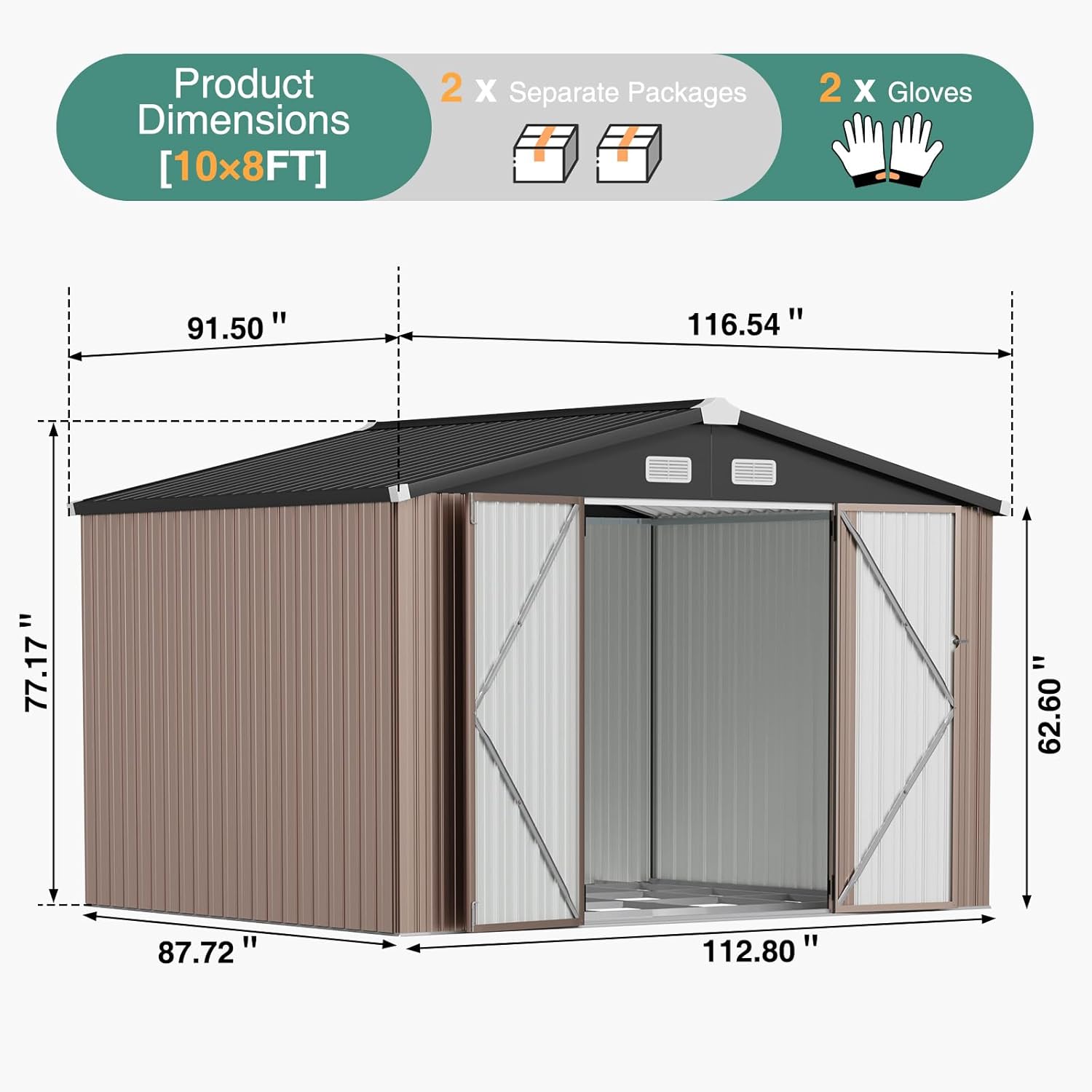 AOXUN 10.1-ft x 8.5-ft Economy Series Galvanized steel Metal Storage Shed