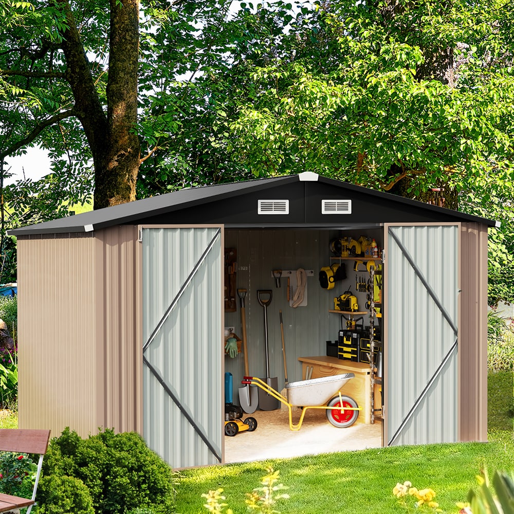 AOXUN 10.1-ft x 8.5-ft Economy Series Galvanized steel Metal Storage Shed
