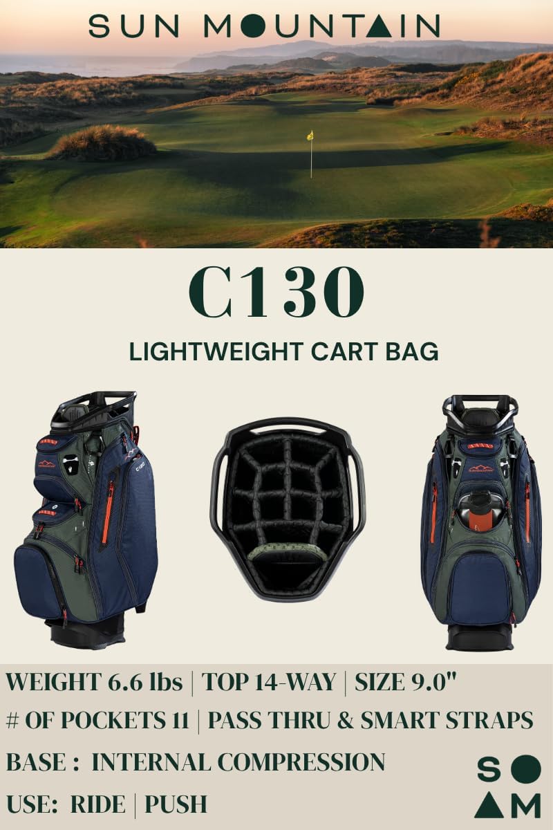Sun Mountain Men's C130 Lightweight Cart Golf Bag, 14-Way Top, 2026 Model, Sand Camo