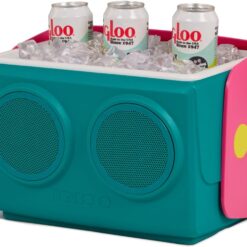 Igloo Kool Tunes Retro Bluetooth Boombox Cooler, 14 Qt Playmate Cooler with Speakers, Jade