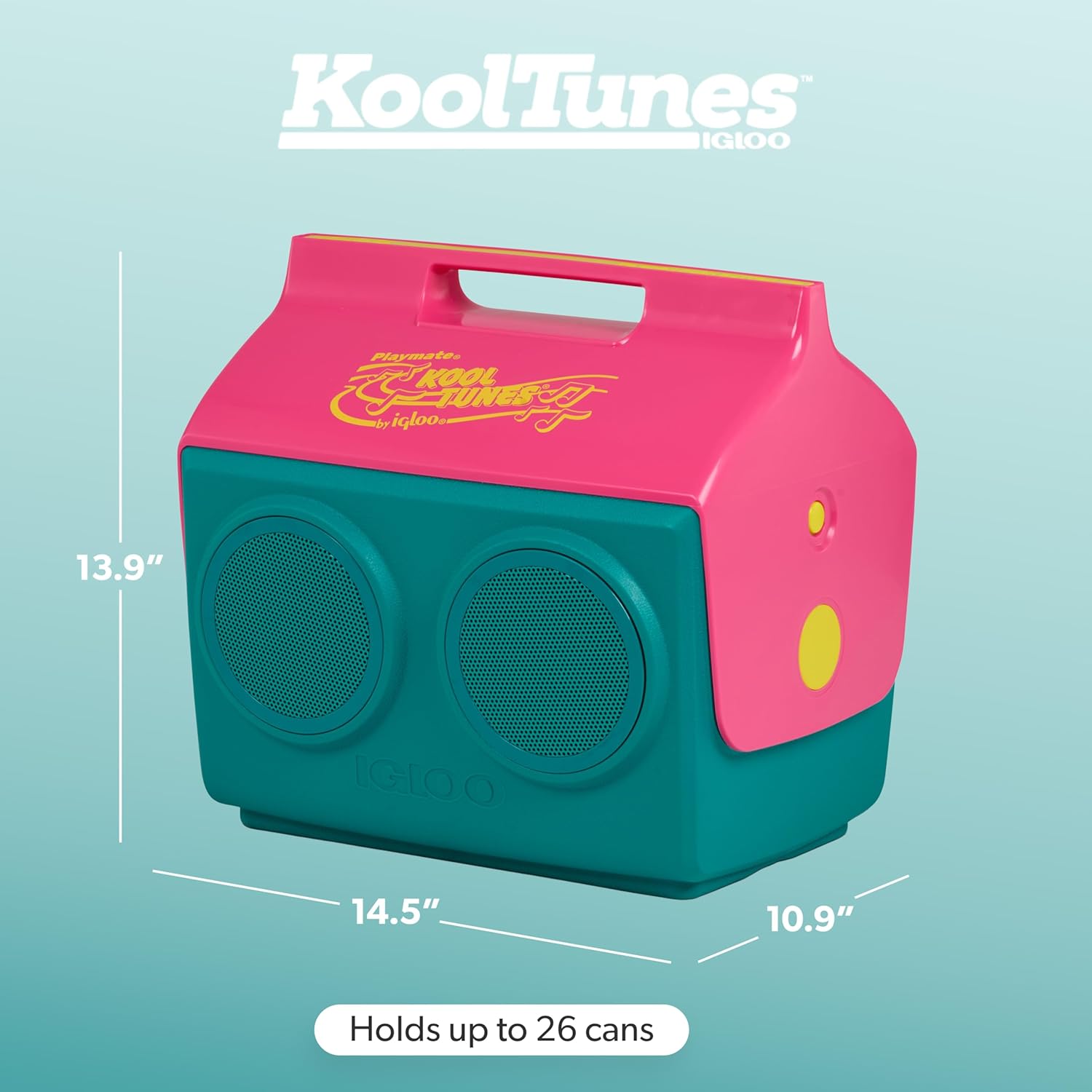 Igloo Kool Tunes Retro Bluetooth Boombox Cooler, 14 Qt Playmate Cooler with Speakers, Jade