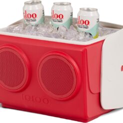 Igloo Kool Tunes Retro Bluetooth Boombox Cooler, 14 Qt Playmate Cooler with Speakers, Red White
