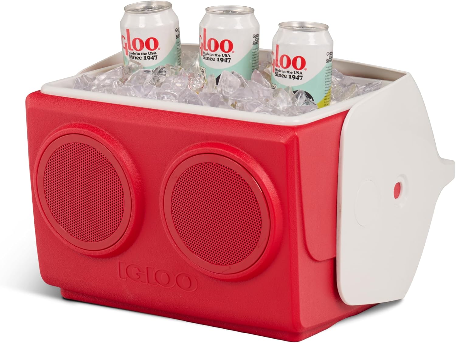 Igloo Kool Tunes Retro Bluetooth Boombox Cooler, 14 Qt Playmate Cooler with Speakers, Red White