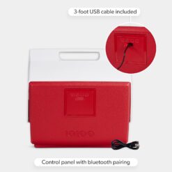 Igloo Kool Tunes Retro Bluetooth Boombox Cooler, 14 Qt Playmate Cooler with Speakers, Red White
