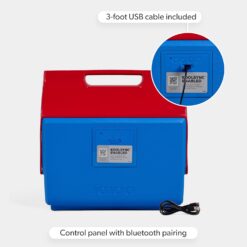 Igloo Kool Tunes Retro Bluetooth Boombox Cooler, 14 Qt Playmate Cooler with Speakers, Blue Red