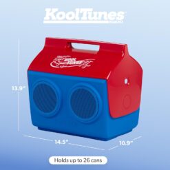 Igloo Kool Tunes Retro Bluetooth Boombox Cooler, 14 Qt Playmate Cooler with Speakers, Blue Red