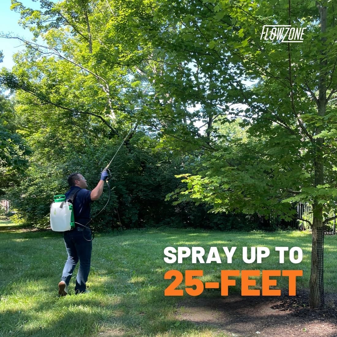 FlowZone Storm 2.5 Battery Powered Backpack Sprayer - Variable-Pressure 5-Position Electric Lawn & Garden Sprayer - 2.5 Gallon