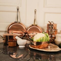 Mauviel M'Heritage 150 B 1.5mm Polished Copper & Stainless Steel Sauce Pan With Lid, And Brass Handle, 1.3-qt, Made in France