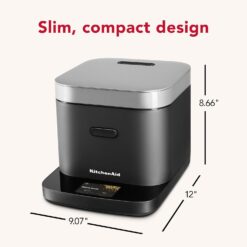 KitchenAid Compact 8 Cup Grain and Rice Cooker with Automatic Sensing and Integrated Scale, KGC2154, Black Matte