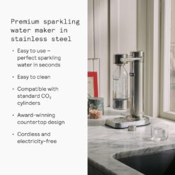 aarke - Carbonator III Premium Carbonator-Sparkling & Seltzer Water Maker-Soda Maker with PET Bottle (Stainless Steel)