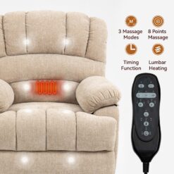GZMR Large Size Chenille Power Lift Recliner Chair Beige Chenille Upholstered Powered Reclining Stationary with Lift Assistance