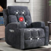 Bestier 33.5 in. Gray Fabric Manual Massage Recliner Chair with Remote Control and 2 Dual Cup Holders