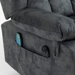 GZMR Power Lift Massage Recliner Grayish Blue Velvet Upholstered Tufted Powered Reclining Stationary Fixed-position with Lift Assistance