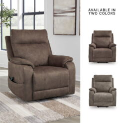 Signature Design by Ashley Crestmeade Espresso Brown Power Lift Recliner with Heat Massage and USB Charging