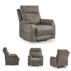Signature Design by Ashley Crestmeade Fossil Gray Power Lift Recliner with Heat Massage and USB Charging