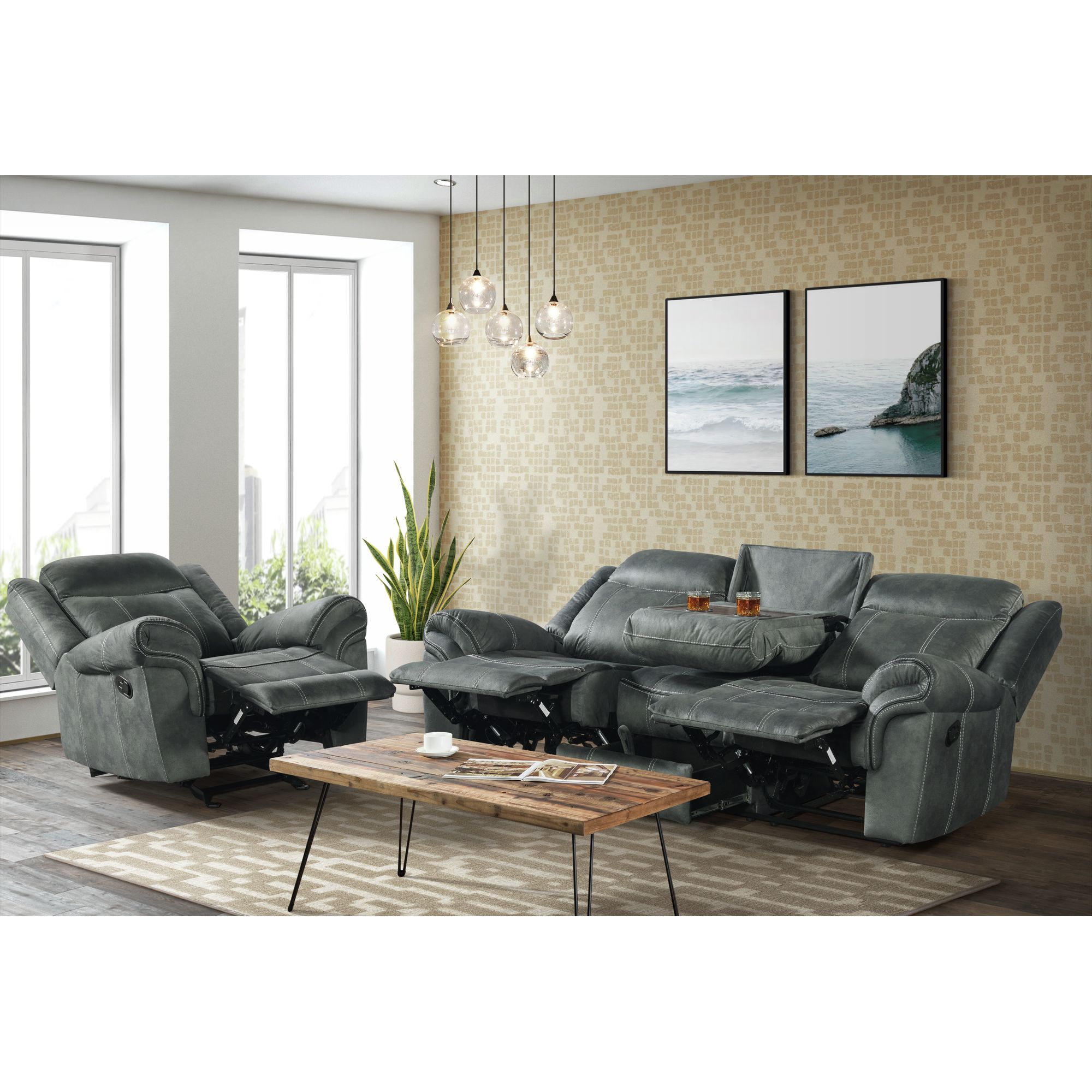 Picket House Furnishings Tasso Charcoal Polyester Upholstered Glider