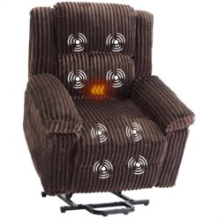 GAOMON Power Lift Recliner Chair with Heat and Massage Electric Lift Recliner Sofa for Elderly Plush Padded Seat with Lumbar Support Remote Control Side Pockets 400 lb Capacity Brown