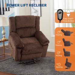GAOMON Power Lift Recliner Chair with Heat and Massage Electric Lift Recliner Sofa for Elderly Plush Padded Seat with Lumbar Support Remote Control Side Pockets 400 lb Capacity Brown