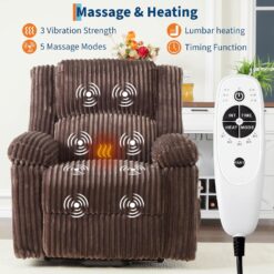 GAOMON Power Lift Recliner Chair with Heat and Massage Electric Lift Recliner Sofa for Elderly Plush Padded Seat with Lumbar Support Remote Control Side Pockets 400 lb Capacity Brown