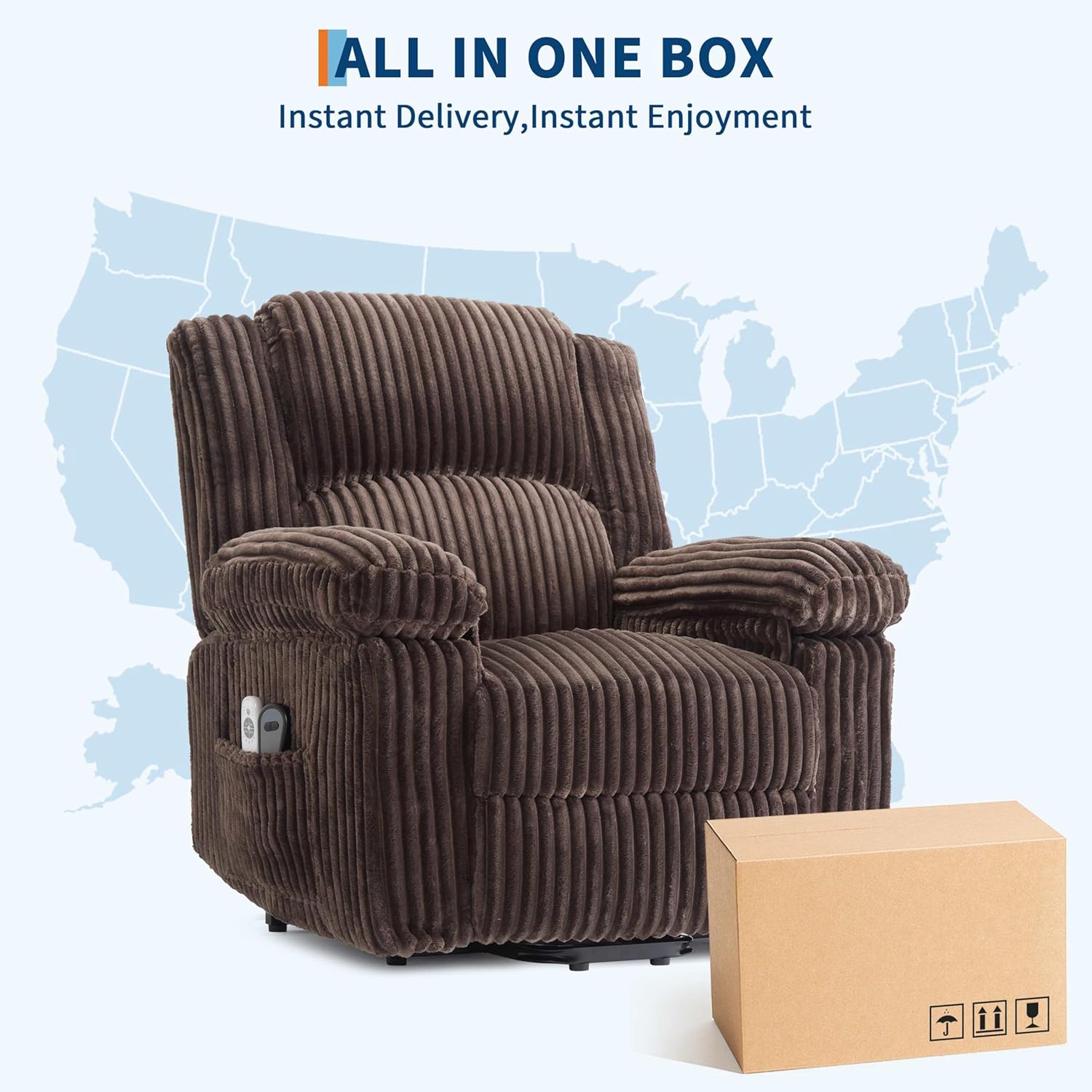 GAOMON Power Lift Recliner Chair with Heat and Massage Electric Lift Recliner Sofa for Elderly Plush Padded Seat with Lumbar Support Remote Control Side Pockets 400 lb Capacity Brown