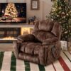 Bestier 40.6 in. W Brown Soft Fabric Power Lift Recliner Chair with Massage and Heating