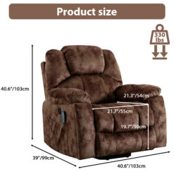 Bestier 40.6 in. W Brown Soft Fabric Power Lift Recliner Chair with Massage and Heating