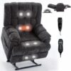 GZMR Up to 350 LBS 8-Point Vibration Massage Heating Power Lift Recliner Gray Polyester Upholstered Powered Reclining Stationary Infinite-position with Lift Assistance