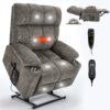 Boyel Living Brown Dual Motor Infinite Position Up to 350 LBS Chenille Power Lift Recliner Chair with Dual Cup Holders