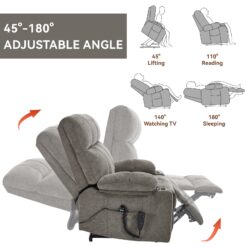 Boyel Living Brown Dual Motor Infinite Position Up to 350 LBS Chenille Power Lift Recliner Chair with Dual Cup Holders