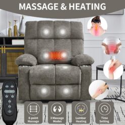 Boyel Living Brown Dual Motor Infinite Position Up to 350 LBS Chenille Power Lift Recliner Chair with Dual Cup Holders