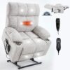Boyel Living Beige Dual Motor Infinite Position Up to 350 LBS Chenille Power Lift Recliner Chair with Dual Cup Holders