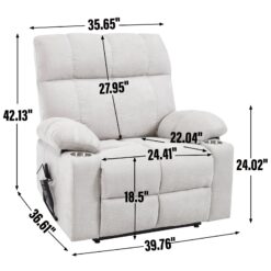 Boyel Living Beige Dual Motor Infinite Position Up to 350 LBS Chenille Power Lift Recliner Chair with Dual Cup Holders
